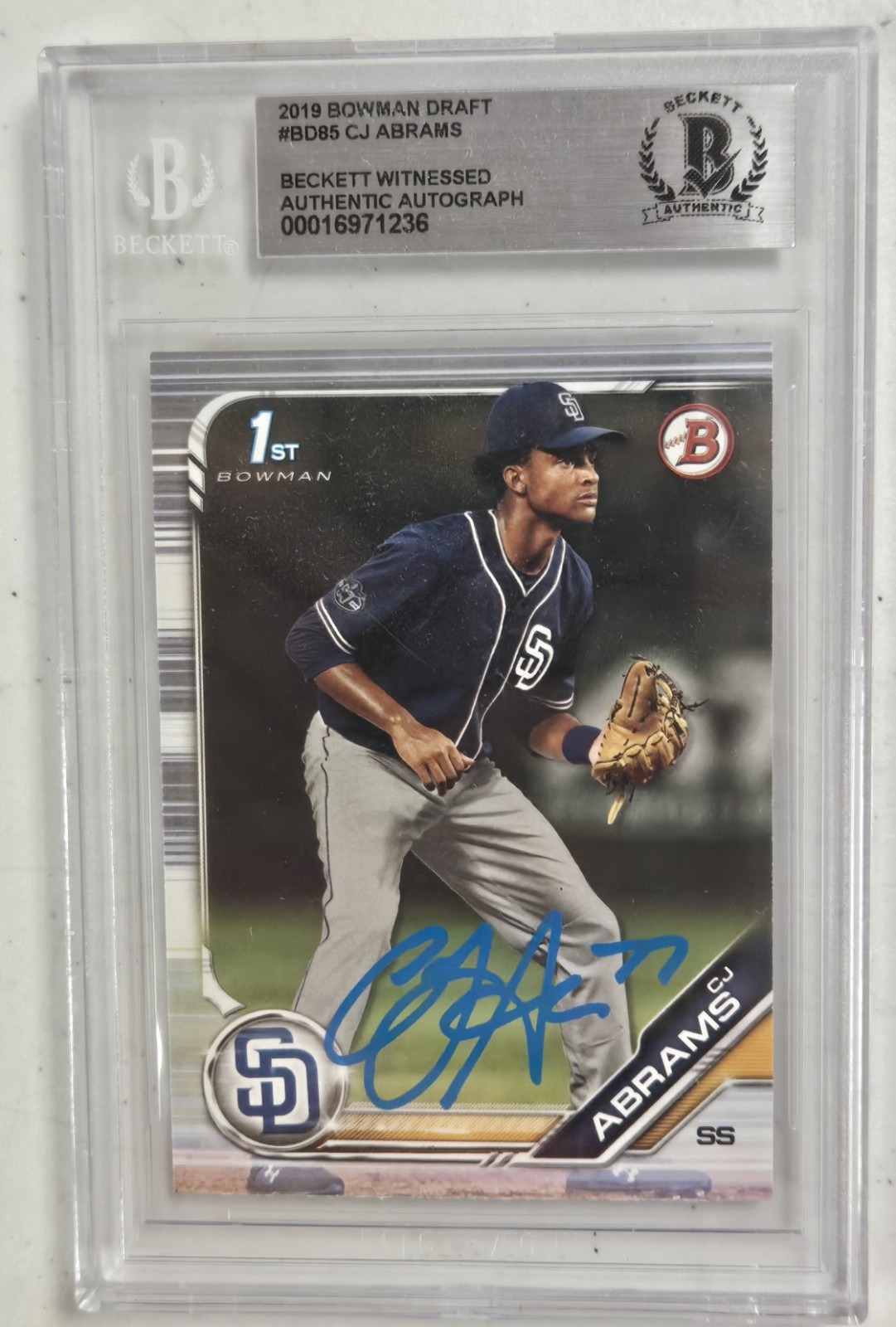 CJ Abrams Signed 1st Bowman Rookie Card Beckett Auto Padres Nationals Baseball