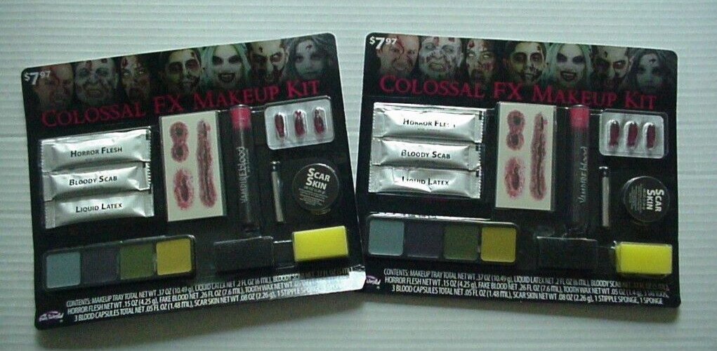 Fun World Scary Tattoo Halloween Colossal FX Makeup Kit (2 Lot) New Sealed Packs