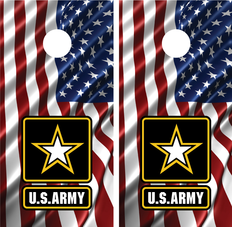 U.S. Army Military American Flag Waving #3 Cornhole Board Decal Wrap Wraps