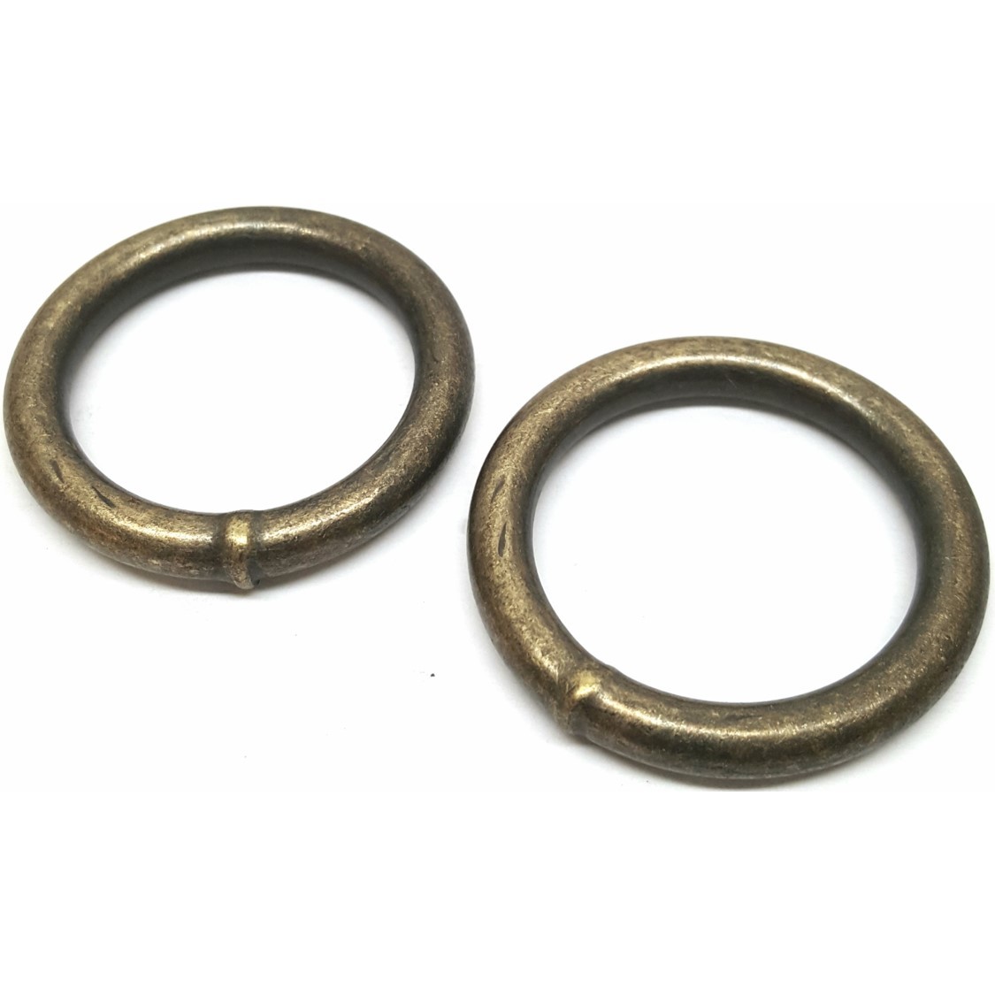 2 Pack 1-1/4" Antiqued Solid Brass Ring - Leather Craft Rings - Heavy Duty
