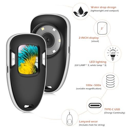 Digital Microscope Fixed Focus, 200x Mini Microscope Magnifier, Portable...