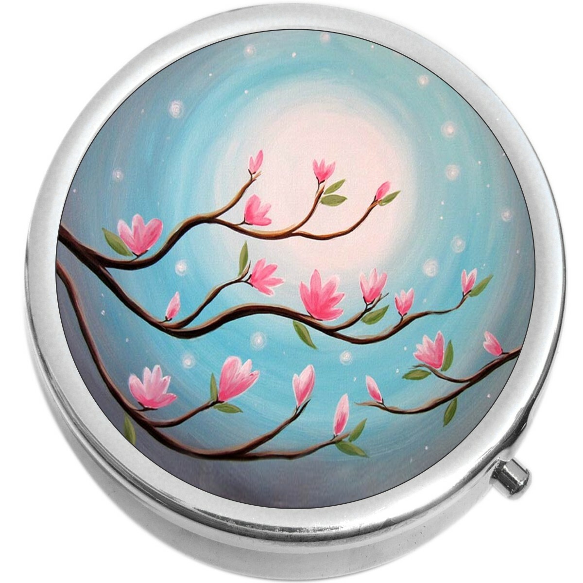 Tree Flower Blossoms in Moonlight  Medicine Pill Box
