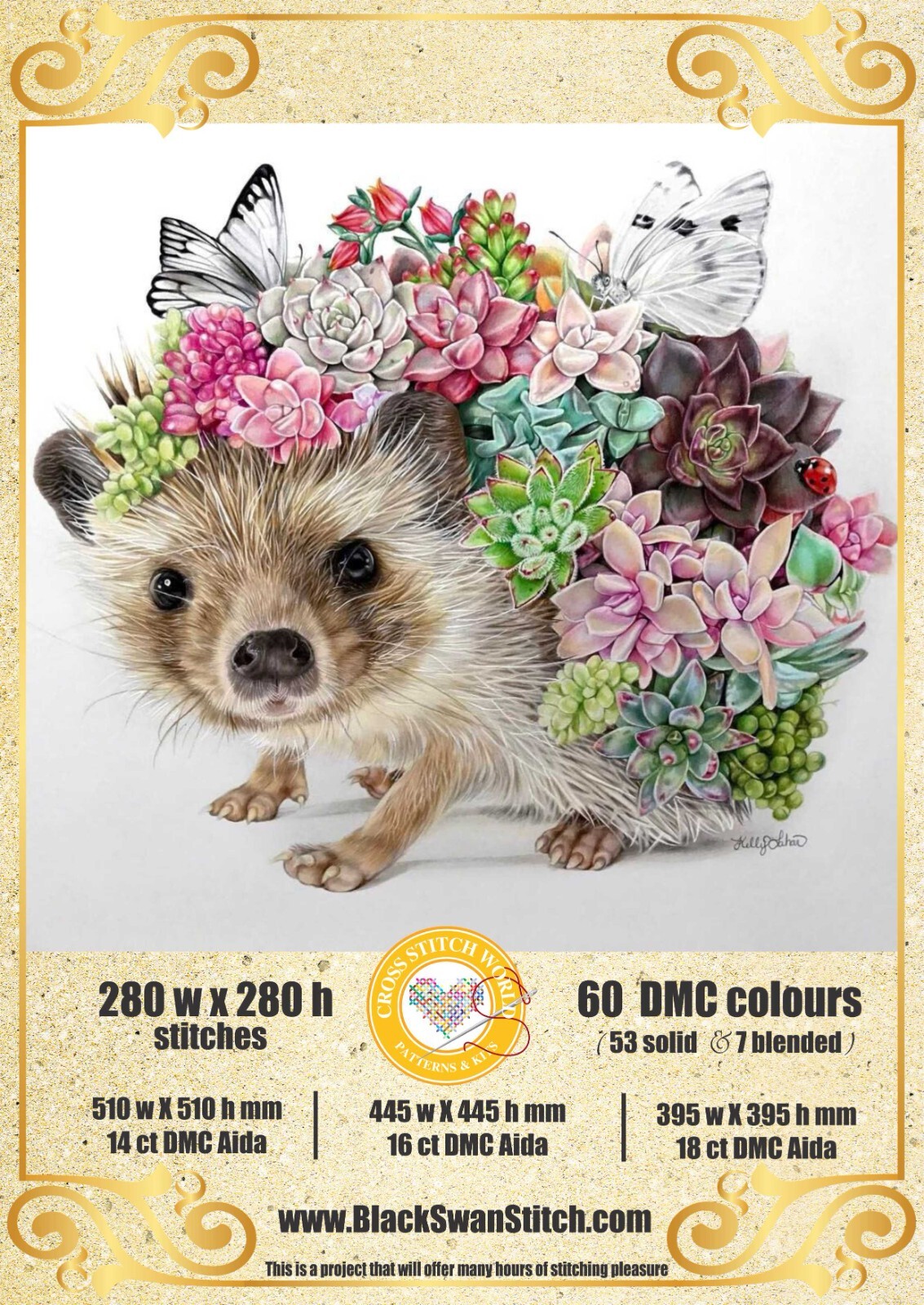 Flower's Hedgehog 1309 Chart Counted Cross Stitch Pattern DMC