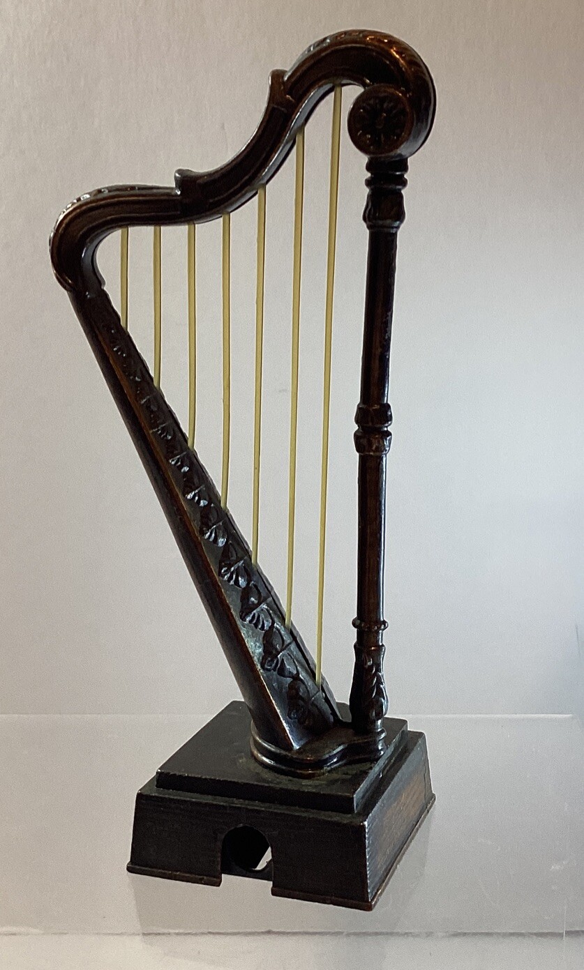 Vintage Die Cast Bronze Metal Pencil Sharpeners MUSICAL  Harp
