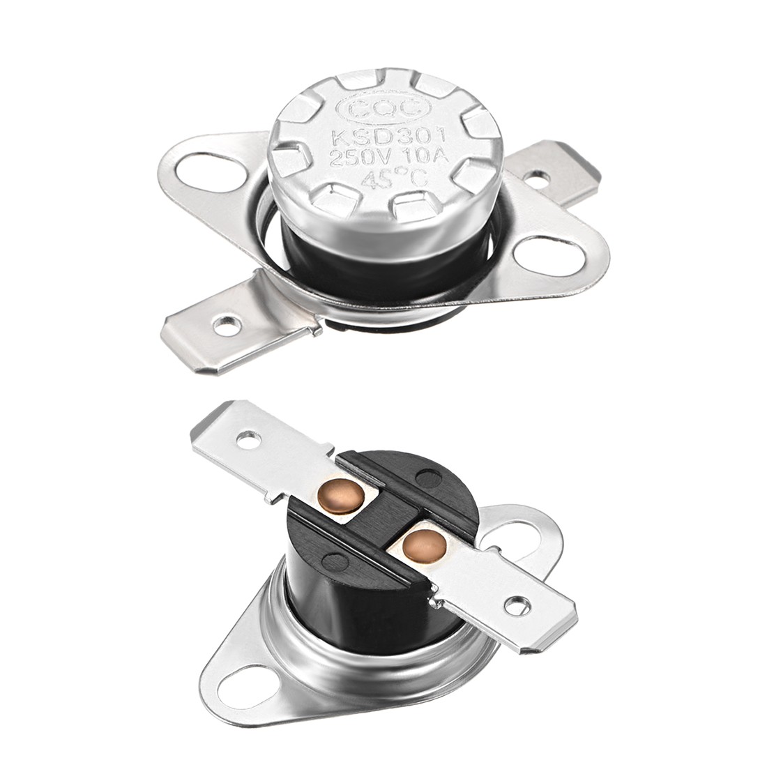 Temperature Control Switch Thermostat 45°C 10A N.C 6.3mm Pin 2pcs