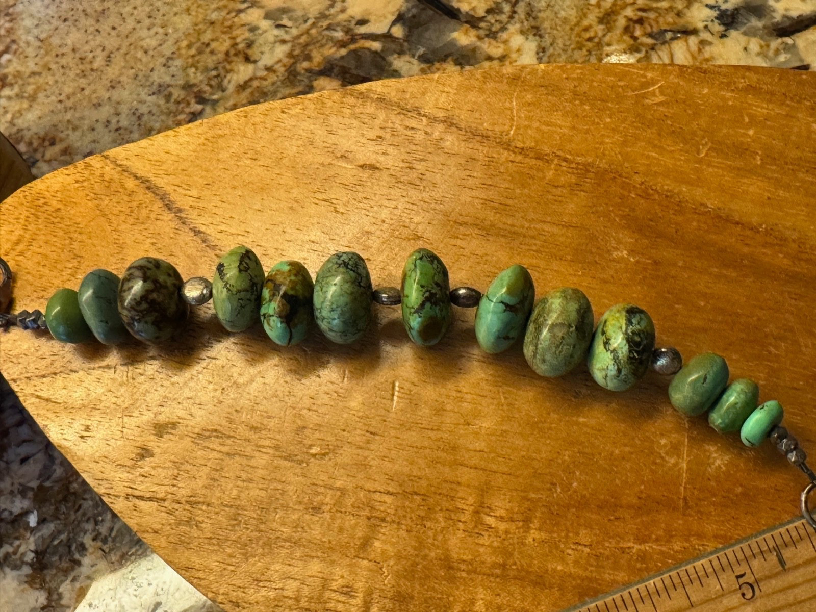 Artisan Hand Beaded Turquoise Bracelet 7" Long