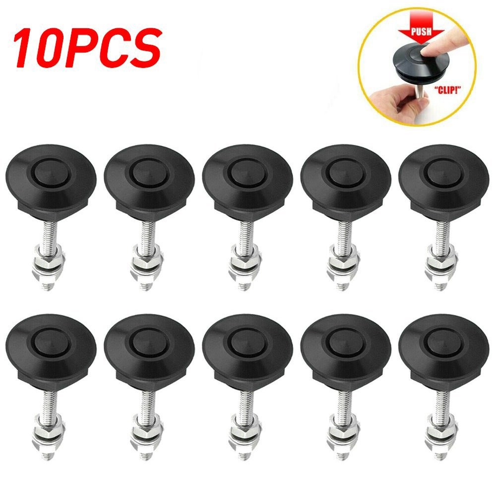 10 Pack Push Button Quick Release Hood Pins Bonnet Lock Clip Latch Bumper Kit EK