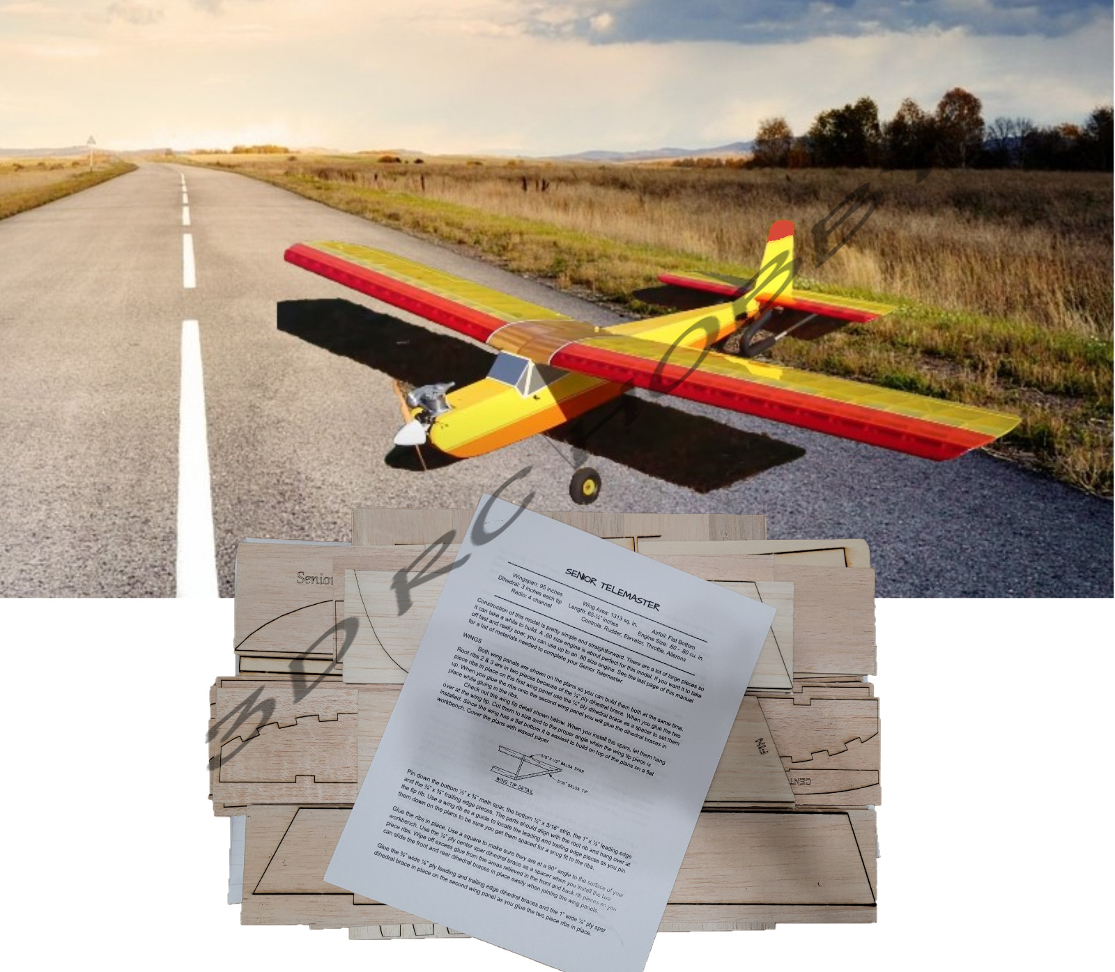 Senior Telemaster 66.5" Wingspan RC Plane Airplane Laser Cut Balsa Ply Short Kit