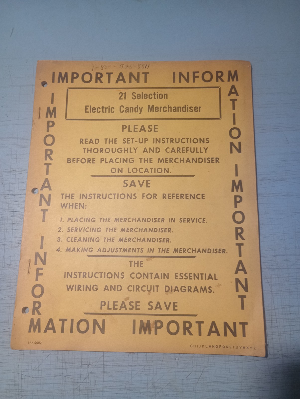 National Vendors 21 Selection Electric Candy Merchadiser Manual #B0233