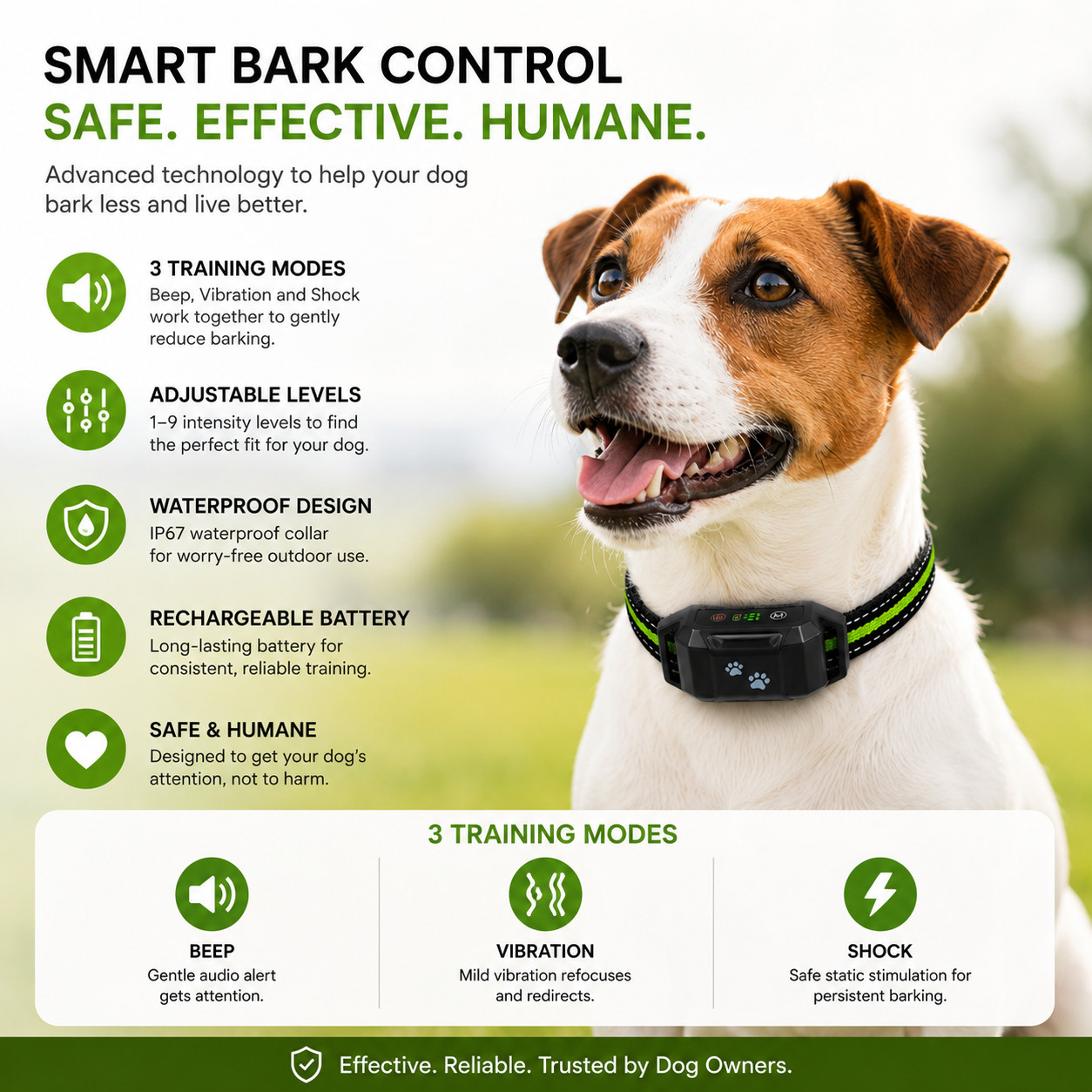 Rechargeable Anti Bark Dog Collar Waterproof Automatic Training Collar