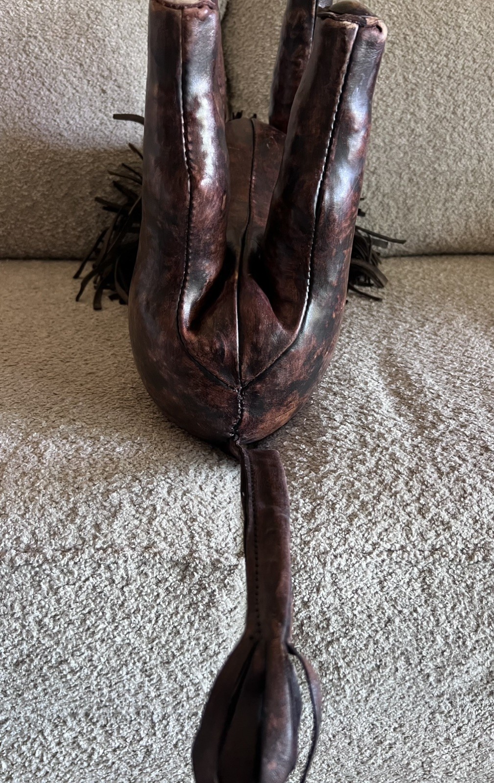 Vintage Dimitri Omersa Lion Leather Footstool
