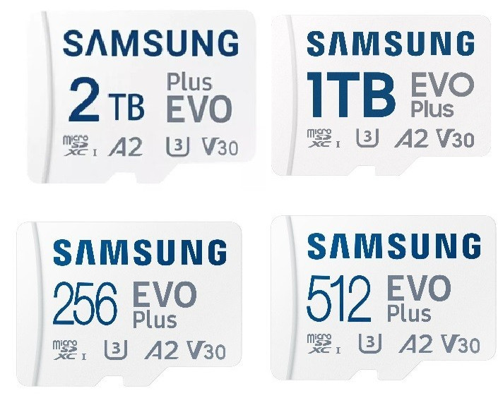 SAMSUNG Evo Plus 256GB 512GB 1TB 2TB MicroSDXC Micro SD A2 V30 C10 U3 4K HD Card