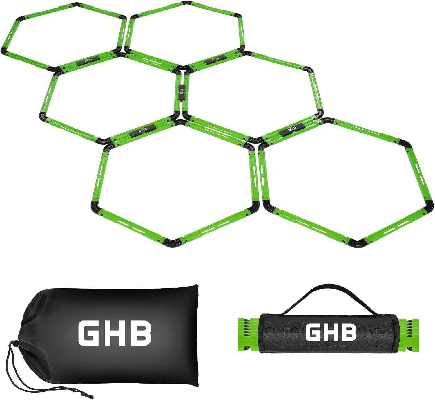 Hex Agility Rings Speed Rings with Carrying Bag 6 Set Portable Hexagon Rings, Ag