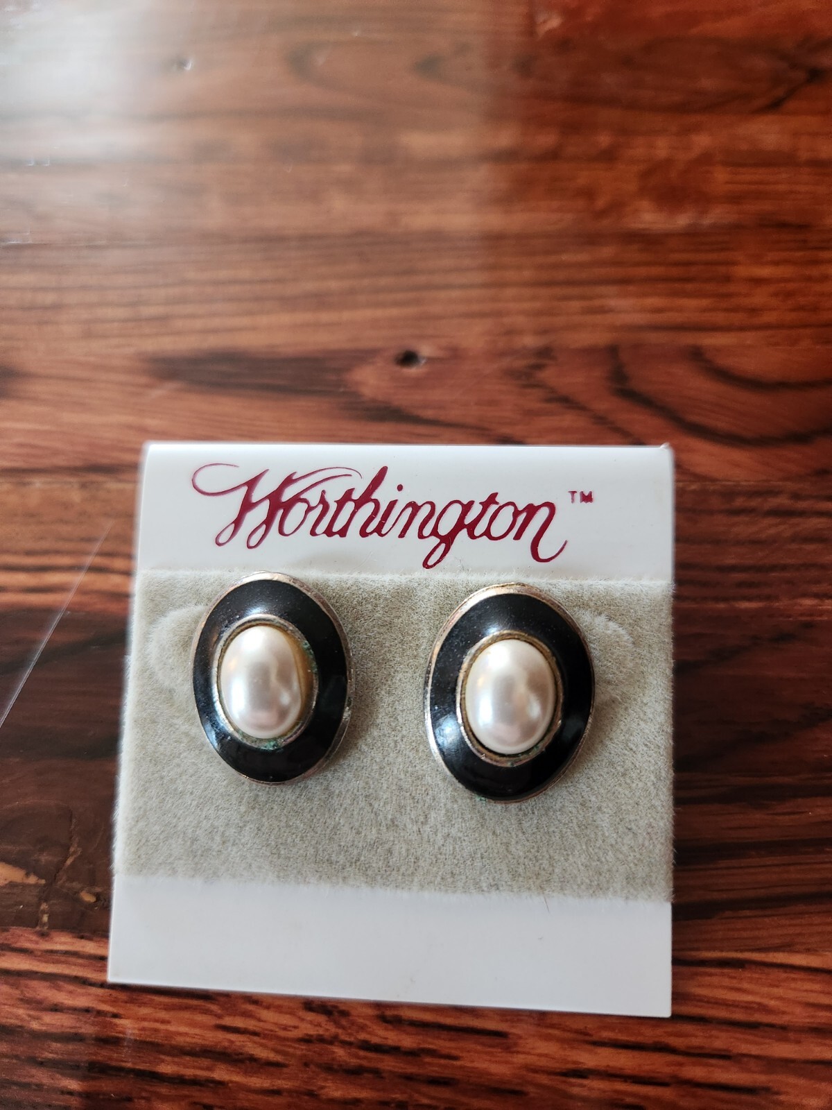 Vintage Worthington Faux Pearl Bead Pierced Earrings