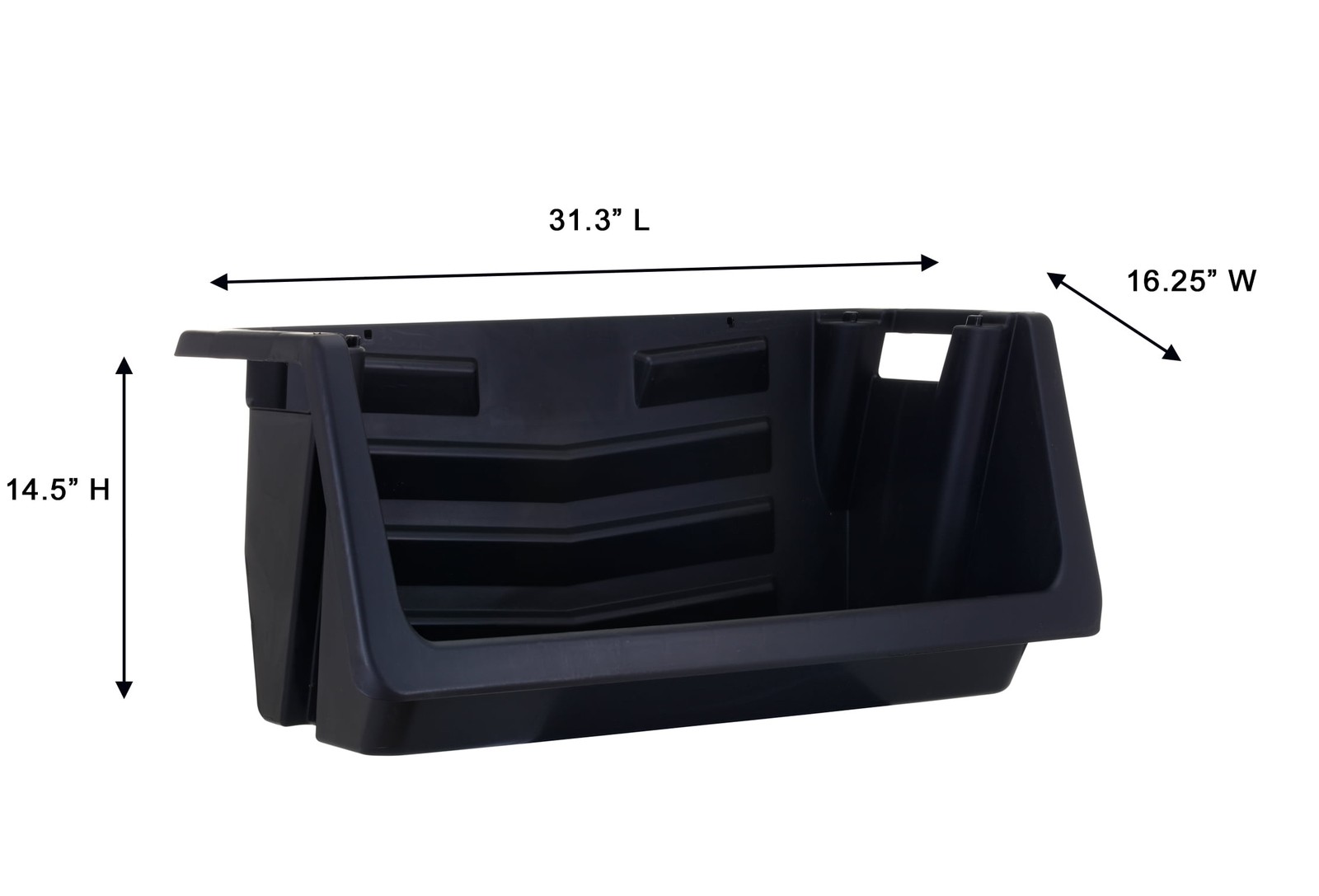 2 pack Heavy Duty Nesting Plastic Stack Bin Black