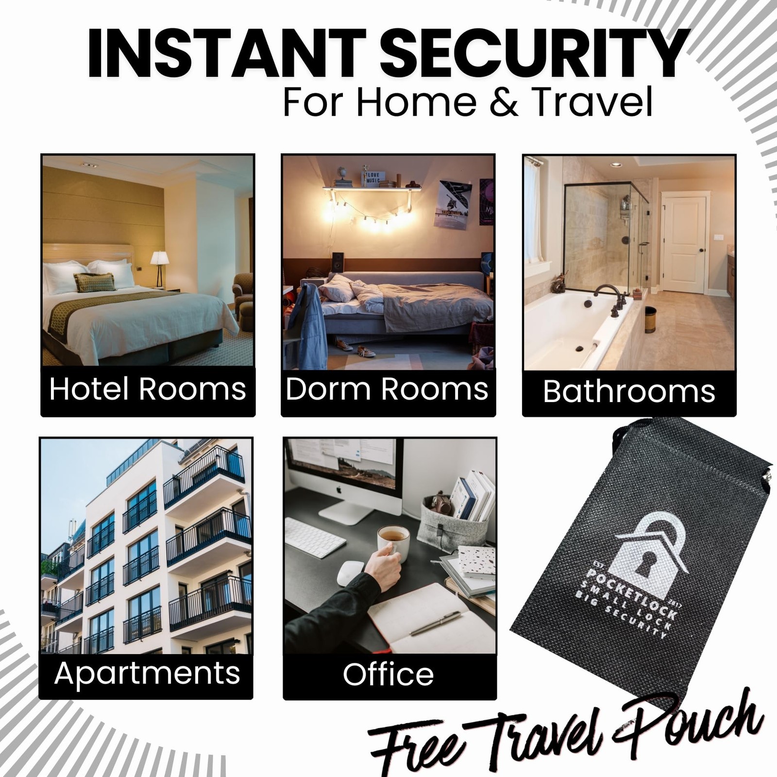 Portable Door Lock for Travel – Hotel Door Locks for Travelers Security &#