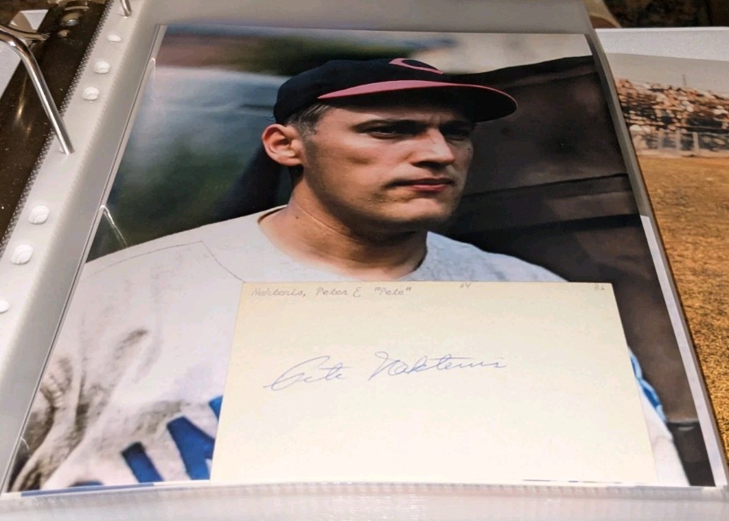 Pete Naktenis Cincinnati Reds Signed Cut With 8x10 Photo W/Our COA B