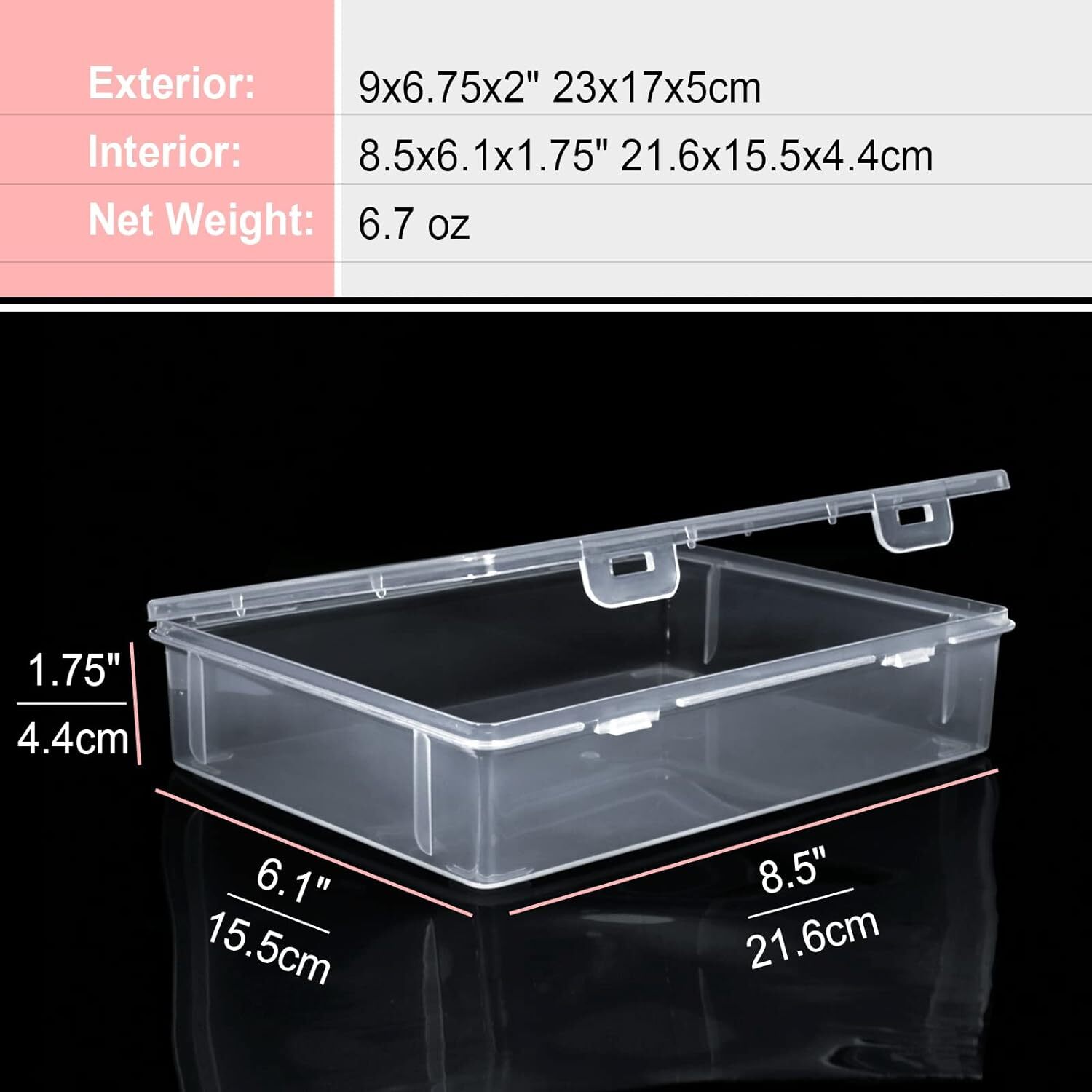 Vowcarol Storage Boxes for 5in x 8in Legal Pads, Washi Tape Transparent