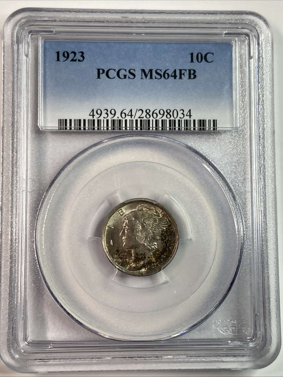 1923-P MERCURY SILVER DIME *FB*, PCGS MS64, *BETTER COIN! GEM BU+*