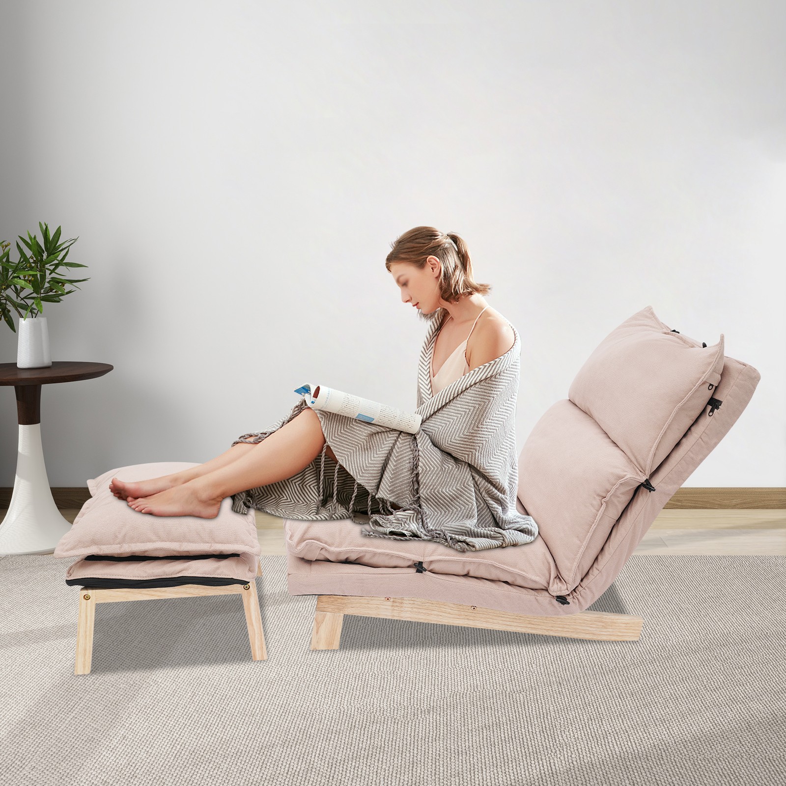 Lounge Chair, Single Lazy Sofa Leisure Balcony Adjustable Recliner USA
