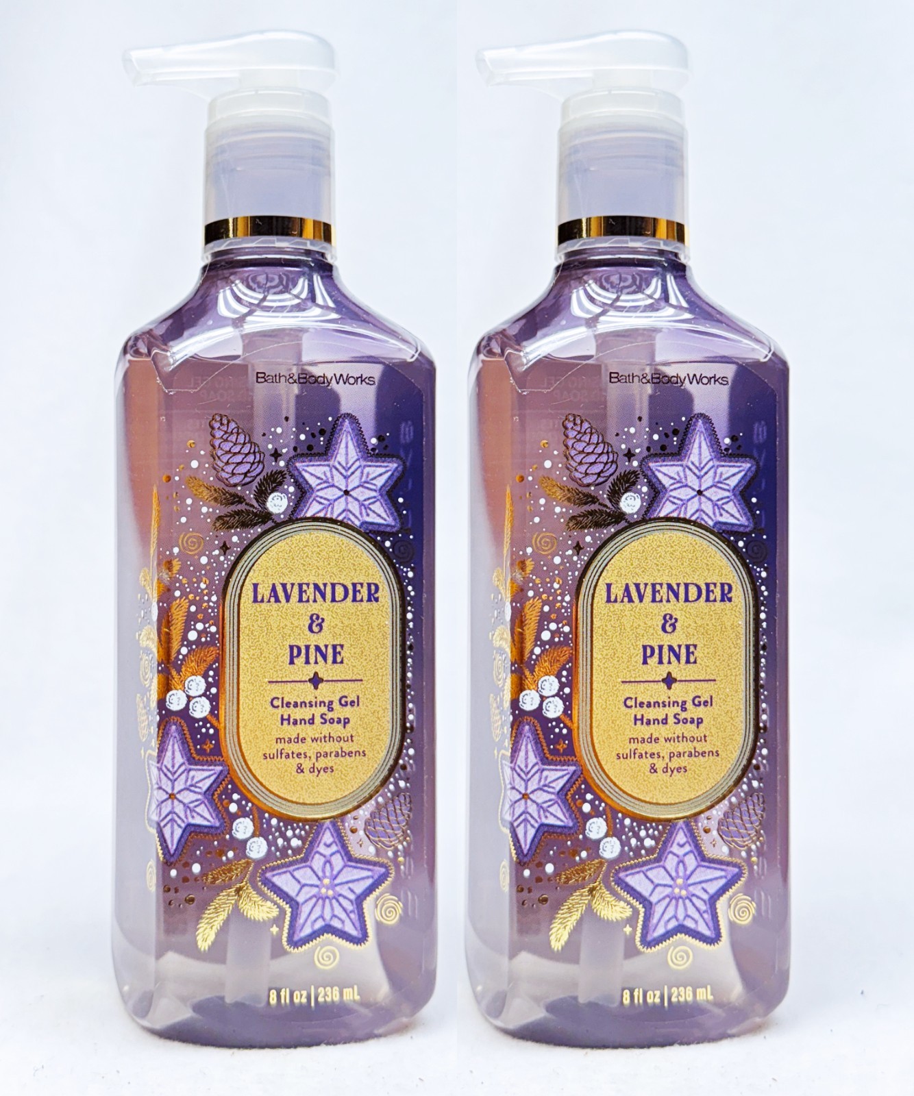2 Bath & Body Works LAVENDER PINE Cleansing Gel Hand Soap 8.0 oz