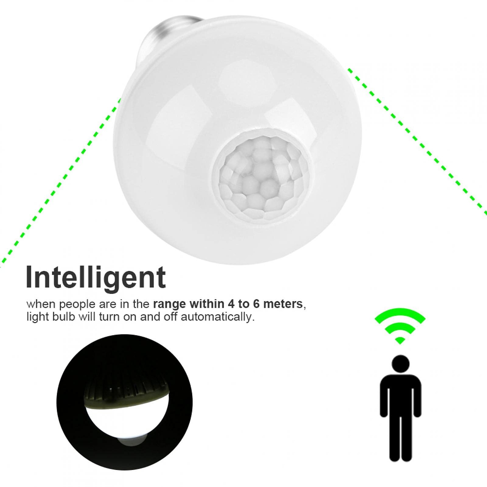 PIR Infrared Motion Sensor Light Bulb, Movement Activated E27 7w