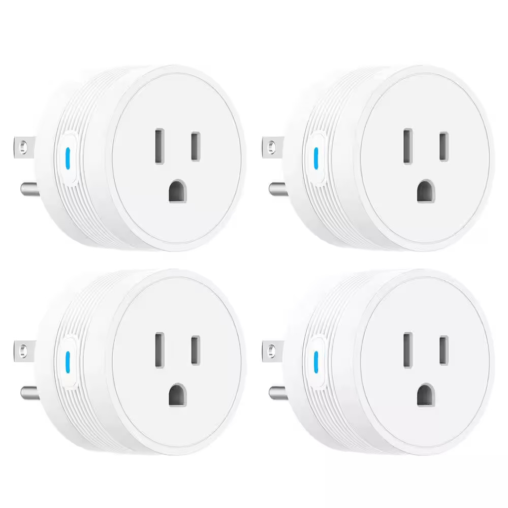 15 Amp 120-Volt Bluetooth Wi-Fi Grounding Plug Connector White Smart Outlet Voic