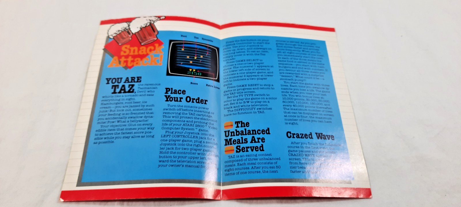 Atari 2600 Manual Only Taz
