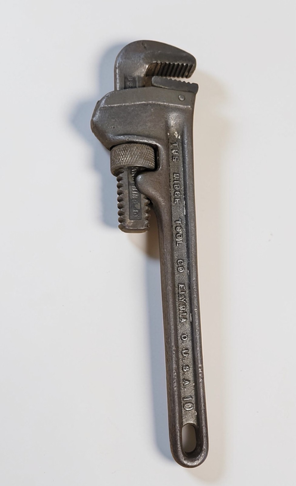 VINTAGE RIGID 10" Heavy Duty Pipe Wrench USA The Ridge Tool Co. Elyria Ohio