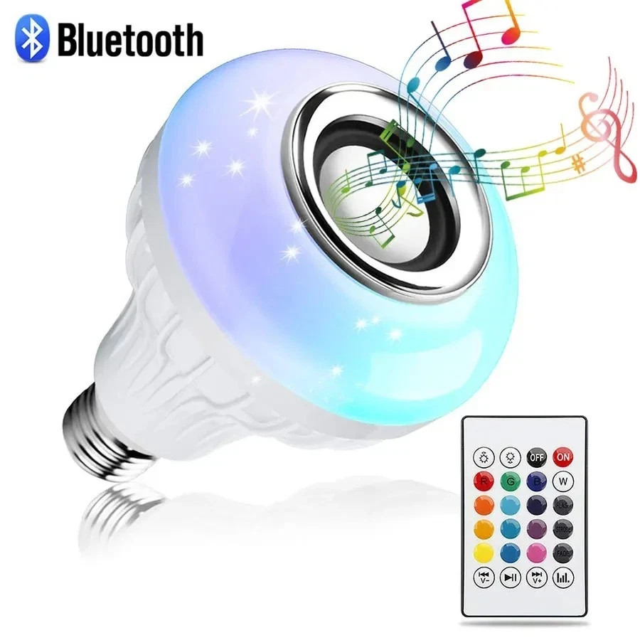 Bluetooth Smart RGB Light Bulb with Speaker Remote control 12W E27 Free shipping