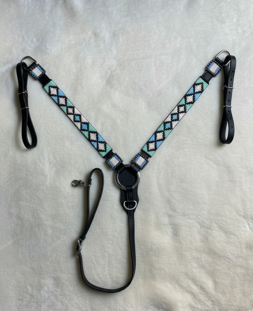 Martin Saddlery Western Premium Leather Equestrian Bead Headstall, Breast Collar