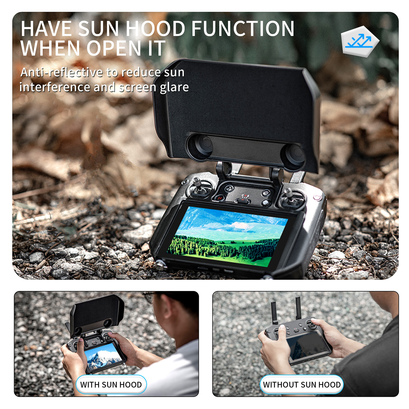Protective Cover Screen Protector Case with Sun Hood for RC Pro Controller