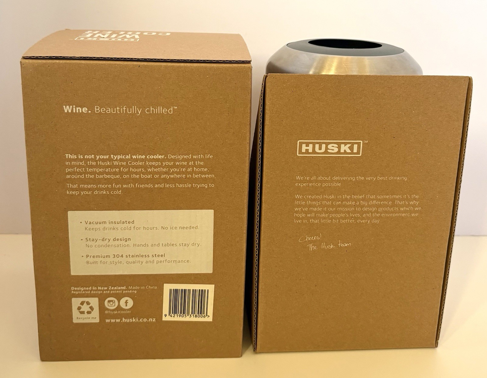HUSKI Brushed Stainless Steel Wine Cooler