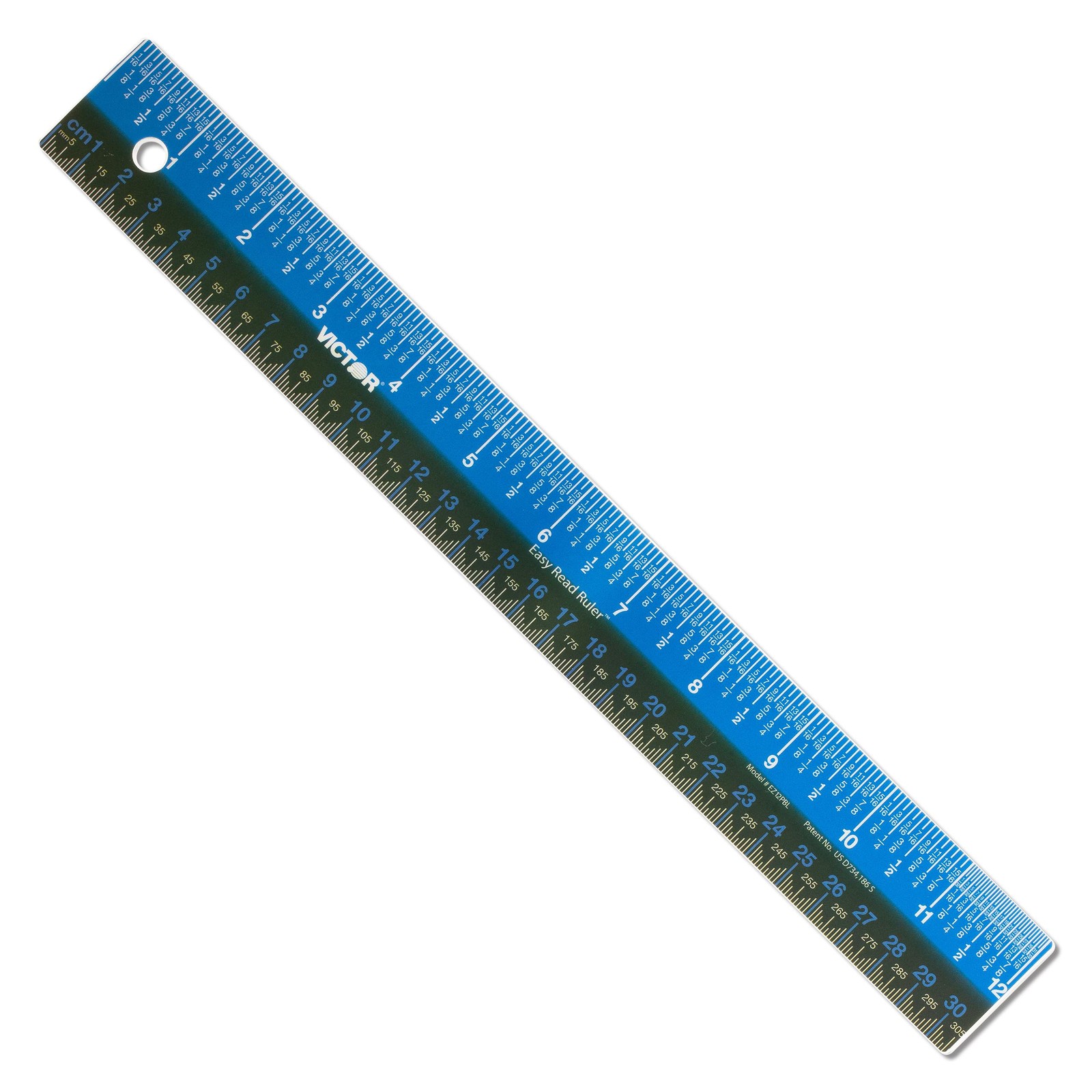 Victor Ez12pbl Plastic Dual Color 12 Inch Easy Read Ruler With Inches,