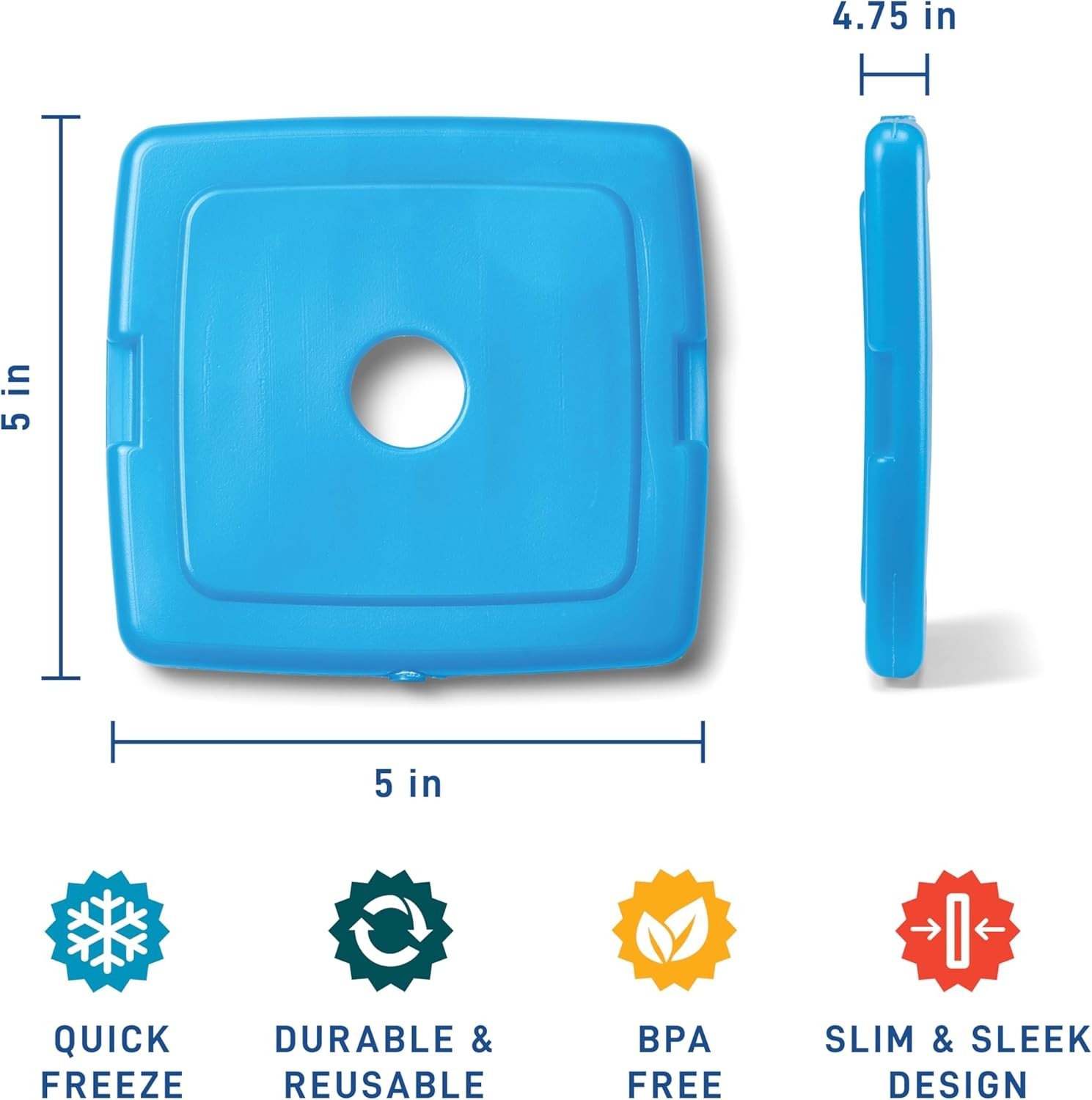 Fit + Fresh 4 Pack Slim Ice Packs - Space-Saving & Reusable Cooling Solution