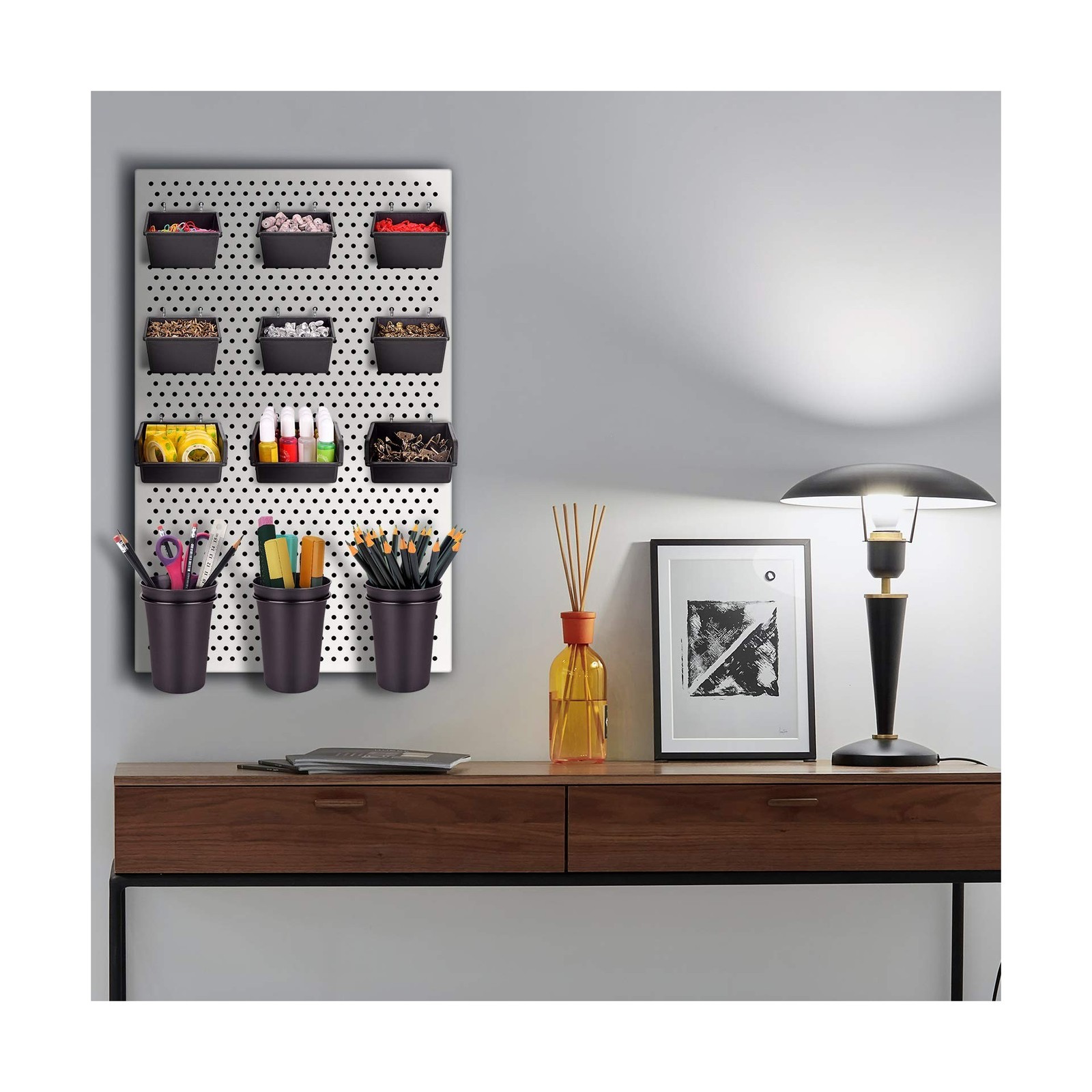 G.CORE 12 Pack Pegboard Bins PegBoard Cups with Hooks & Loops, ... FAST USA SHIP