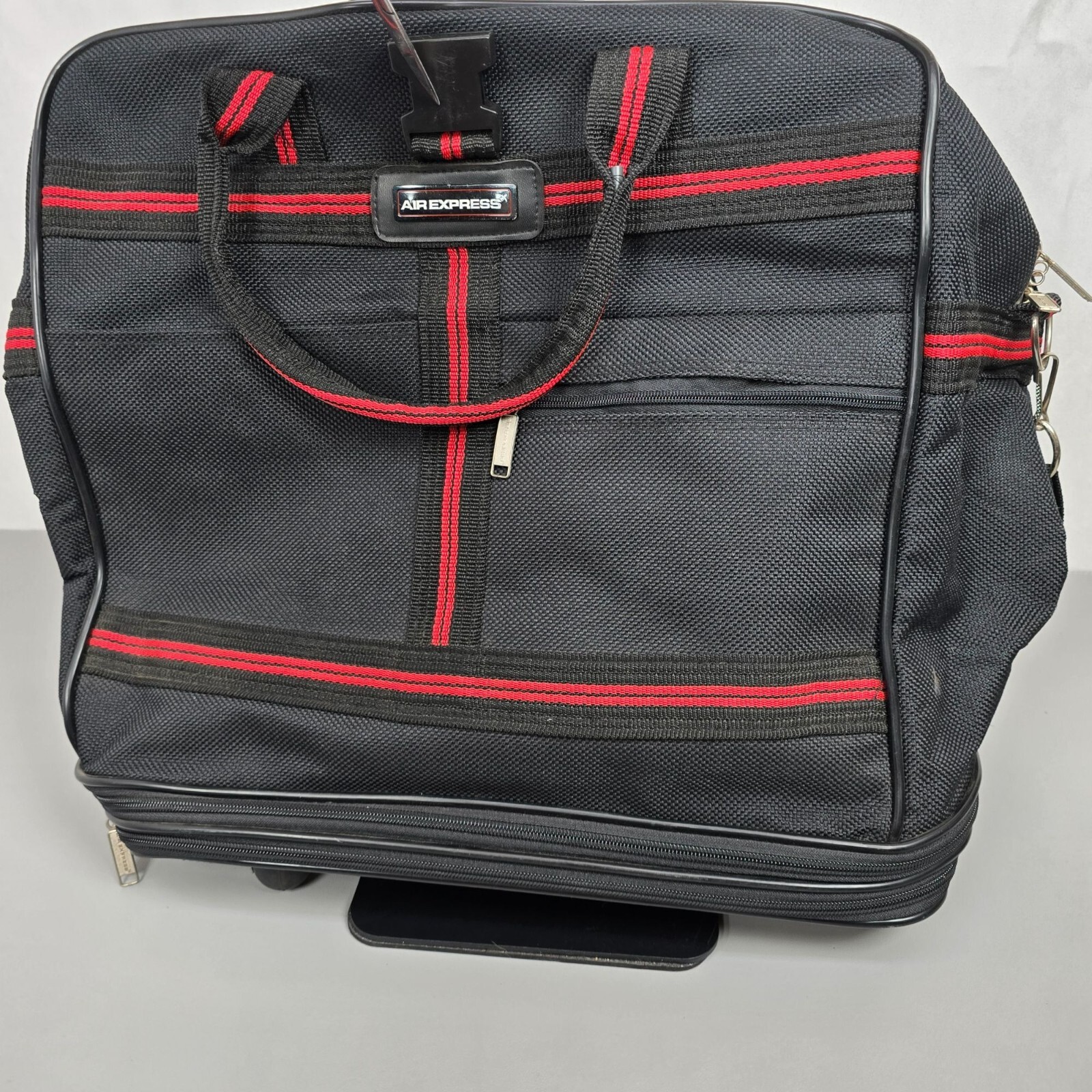 Air Express Rolling Travel Luggage Bag Black Expandable Zippered Compartments