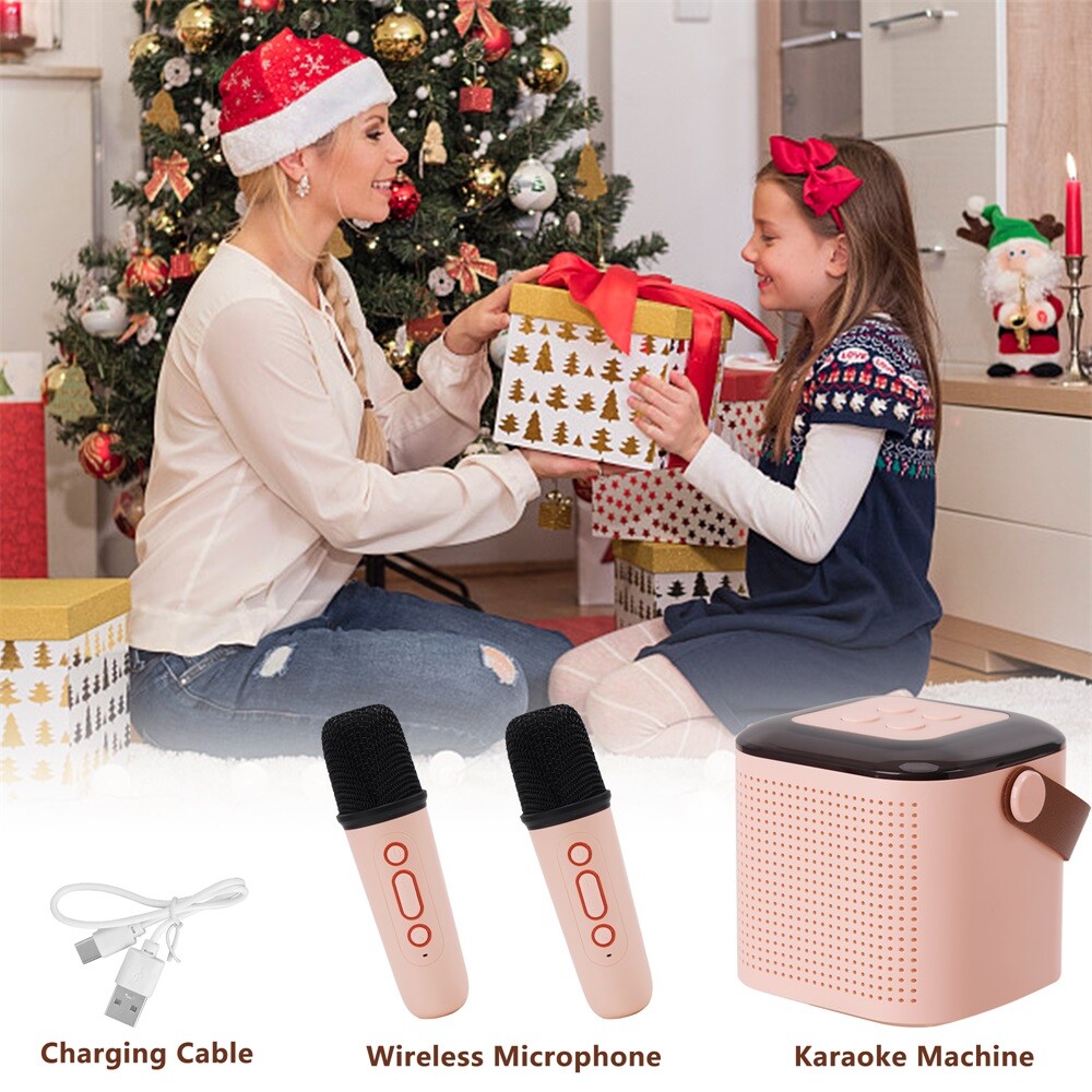 Kids Bluetooth Karaoke Portable Speaker Machine 2 Microphones