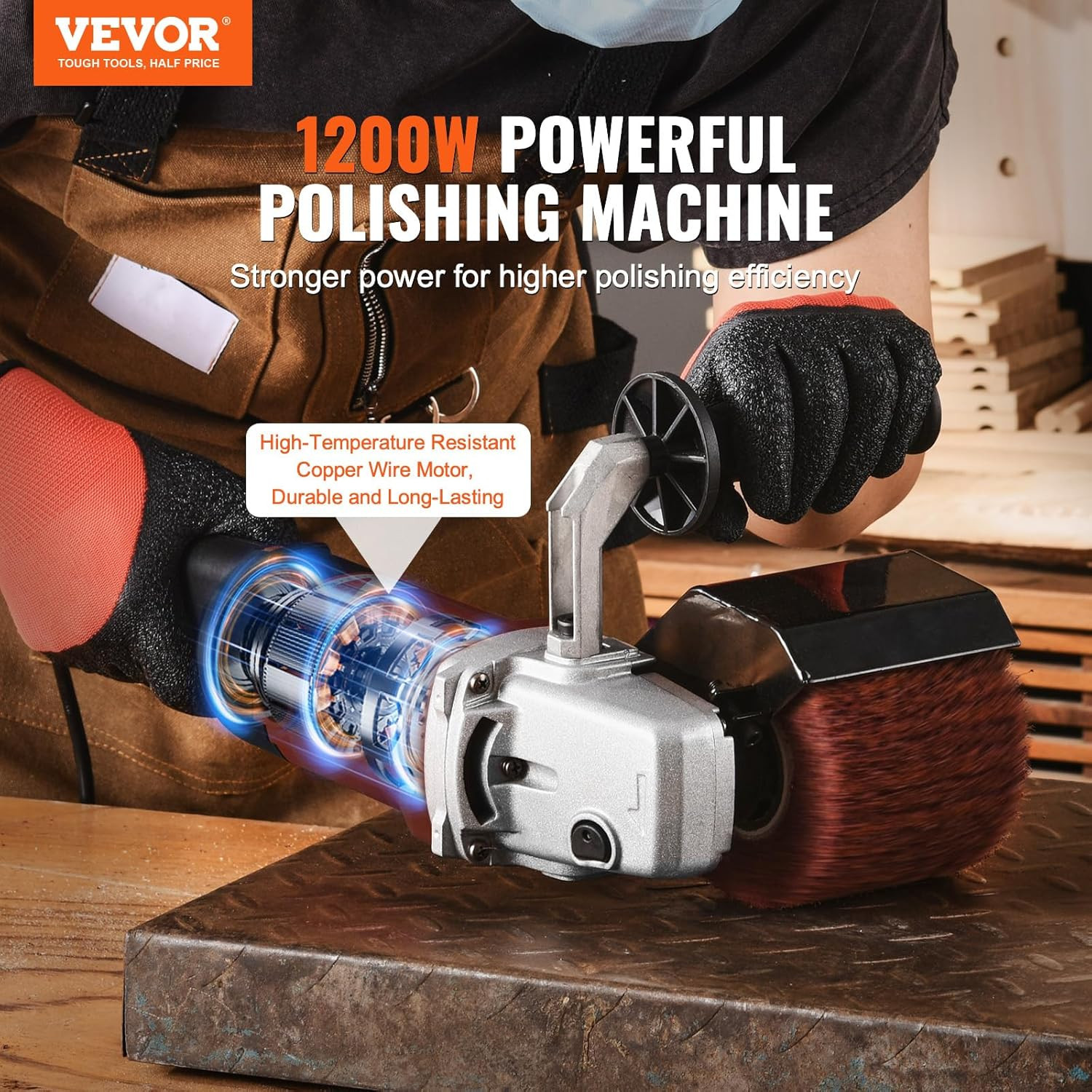 VEVOR Burnishing Polishing Machine, 1200W 6 Variable Speed Surface Conditioning