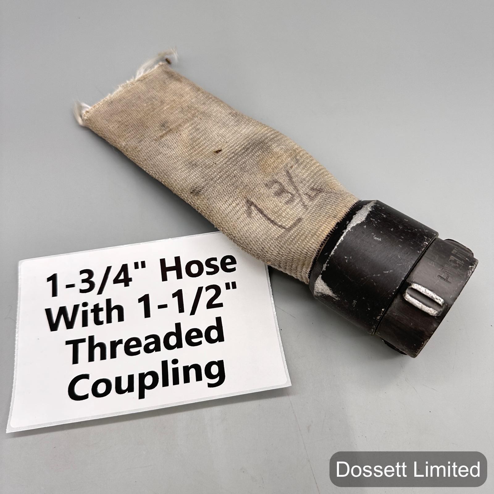 1-3/4" Fire Hose Section w/ 1-1/2" Threaded Coupling Action 15H USA Heavy Duty