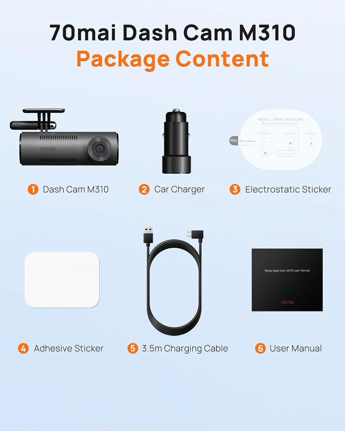 Front Dash Camera 130° Wide-Angle Loop Recording