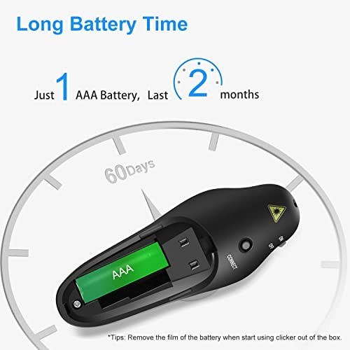 Wireless Presentation Clicker Remote with Laser Pointer for PowerPoint, Mac/Wind