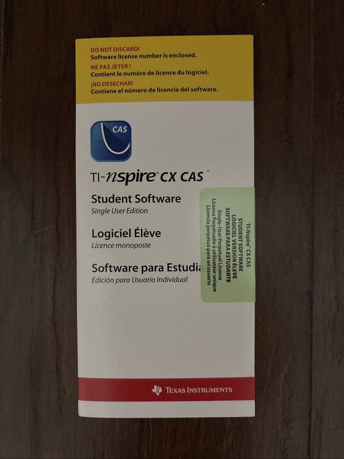 Ti - Nspire CX CAS Student Software ( Software Para Estudiante) License Number