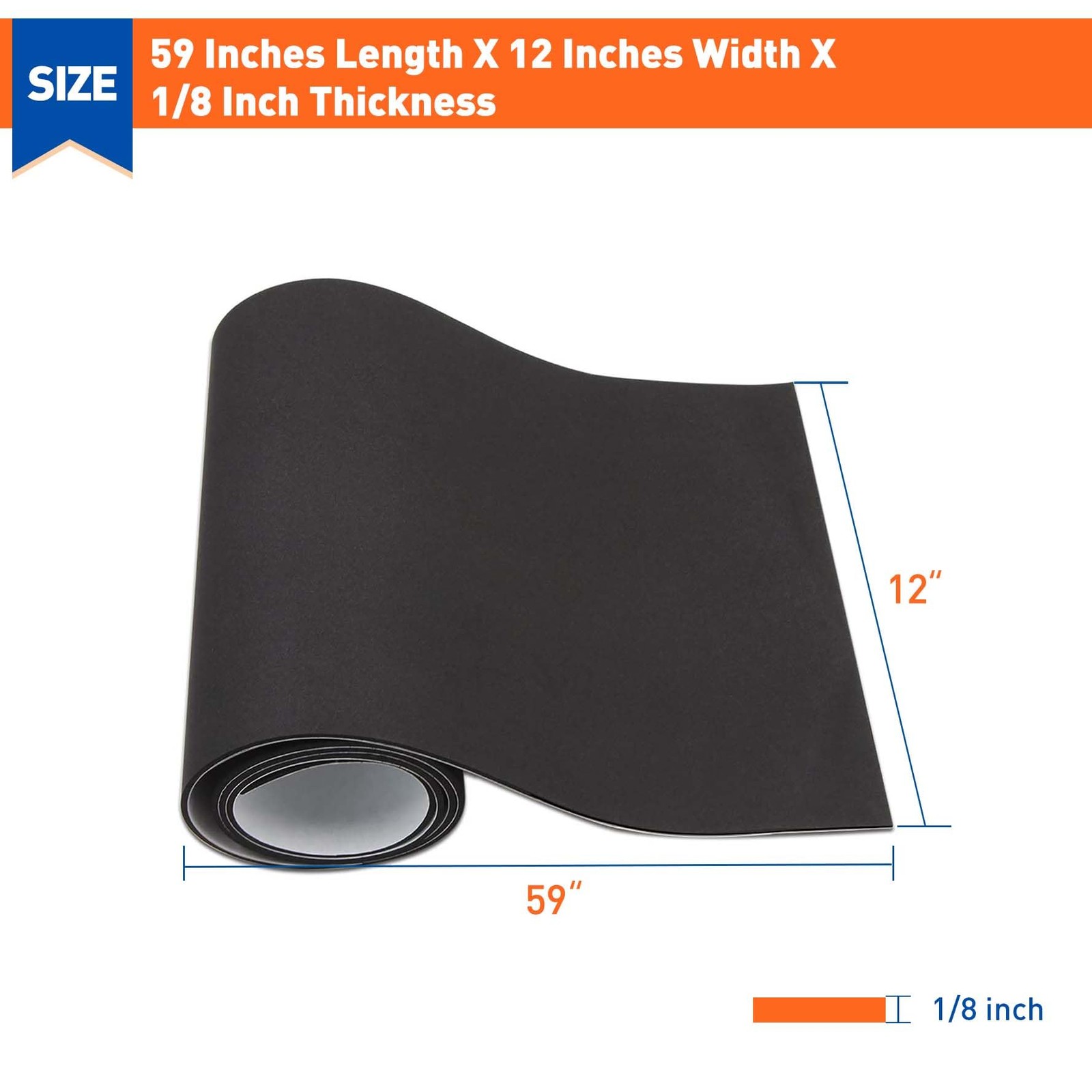 MAGZO Adhesive Foam Padding 1/8 Inch Thick x 12 W 59In*12In*1/8In, Black
