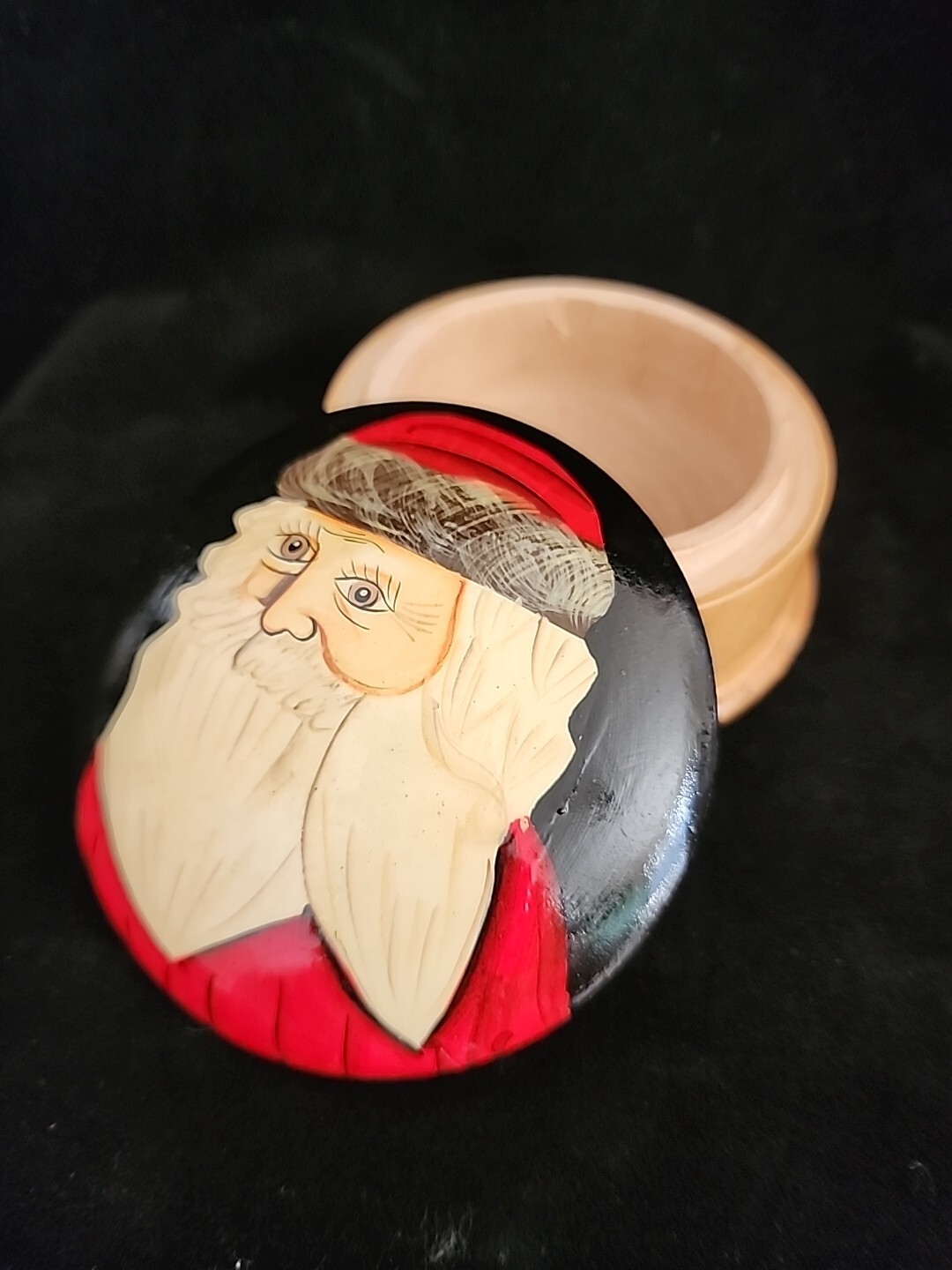 Trio Of Santa Claus Trinket Boxes Wooden,  Mirrored,  And Velvet Porcelain