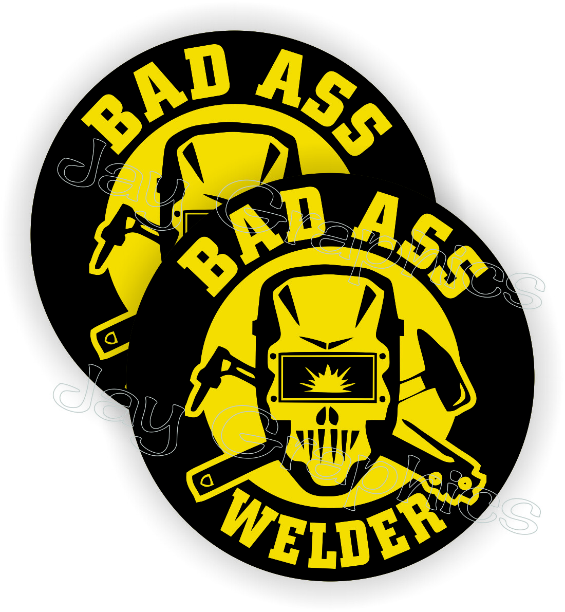 pair Bad Ass Welder Funny Hard Hat Stickers | Welding Helmet Decals Mig Tig Weld