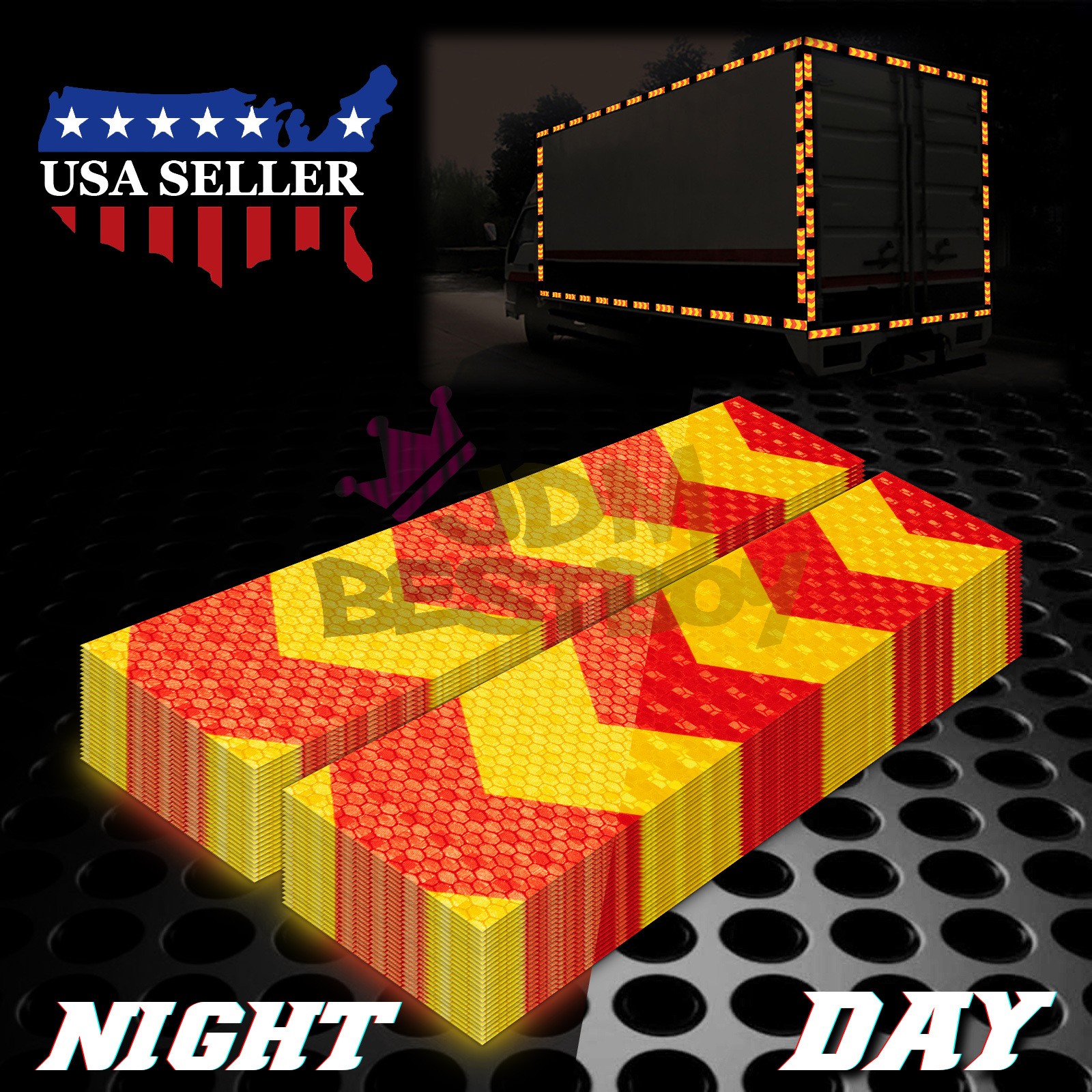 Red Golden Yellow DOT-C2 Conspicuity Arrow Reflective Tape Strip Safety Warning