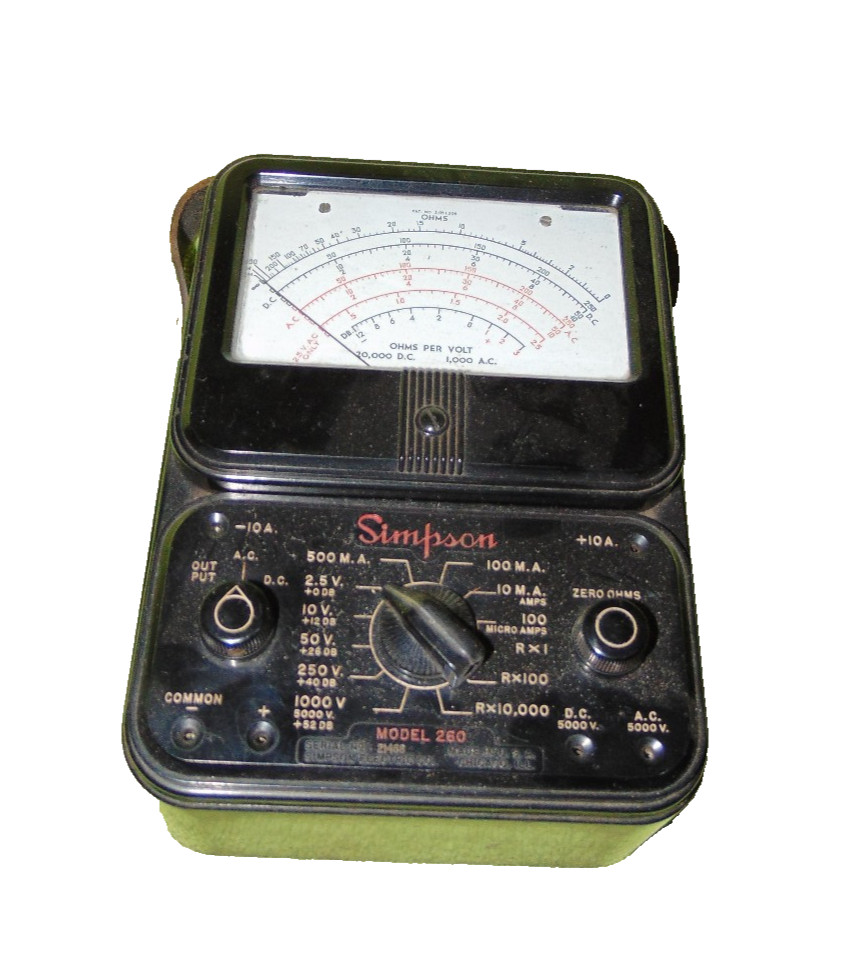 Vintage Simpson 260 Volt Ohm Meter Multimeter Chicago USA Analog Tester