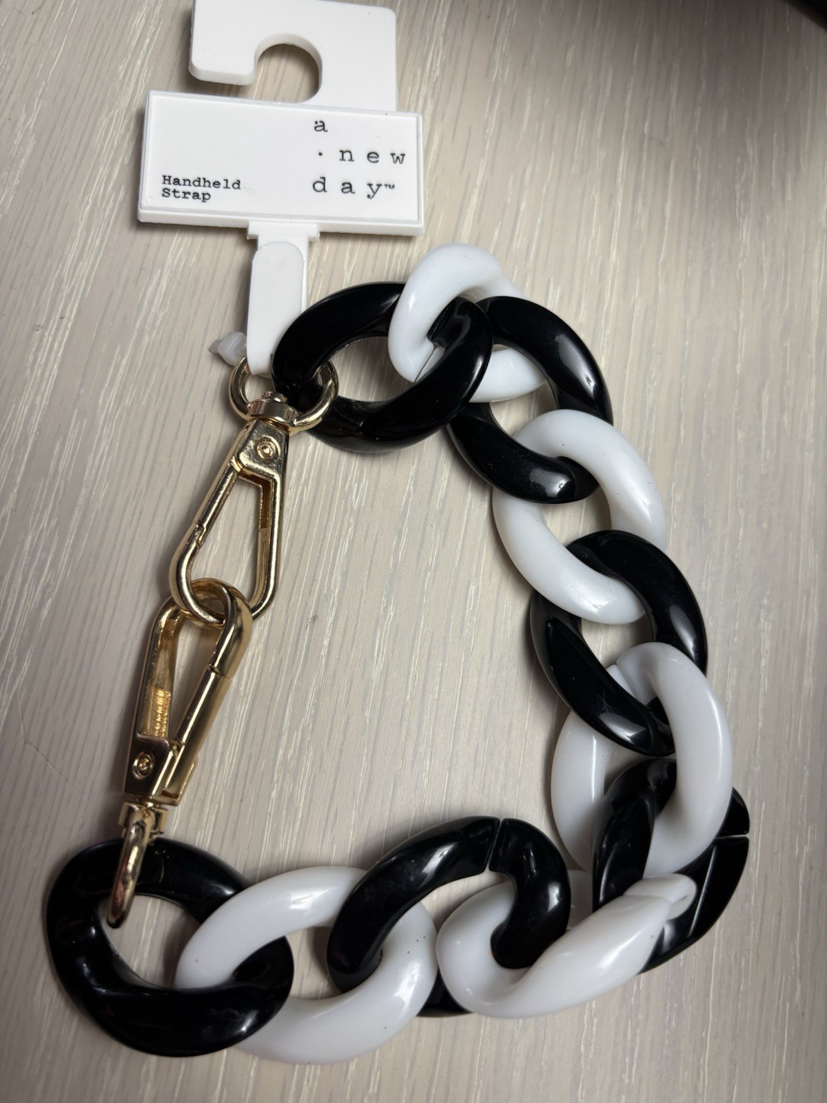 A New Day Women's Black White Handheld Strap Chain Gold Clasp Modern Fashion