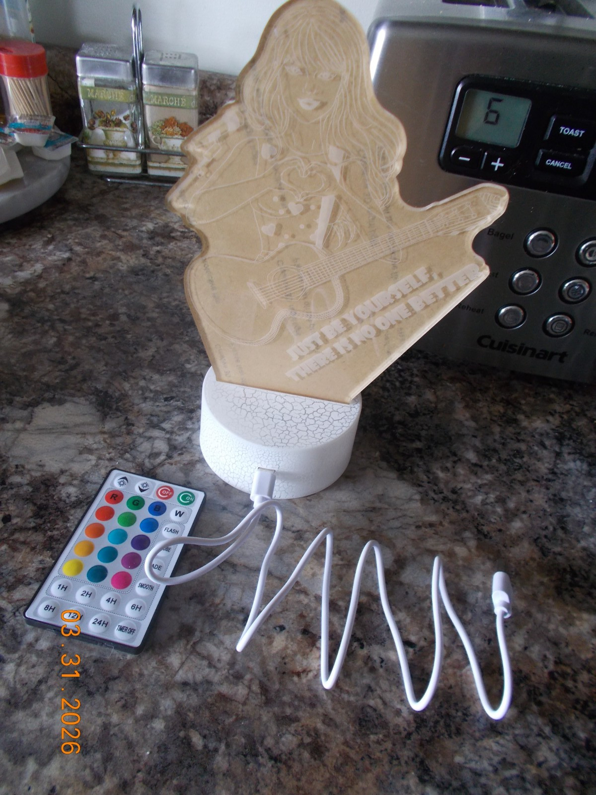 Unused 3D Creative Visualization Lamp Night Light with Remote "Just Be Yourself"